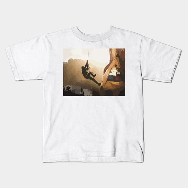 Tommy Caldwell Dawn Wall Painting Kids T-Shirt by gktb